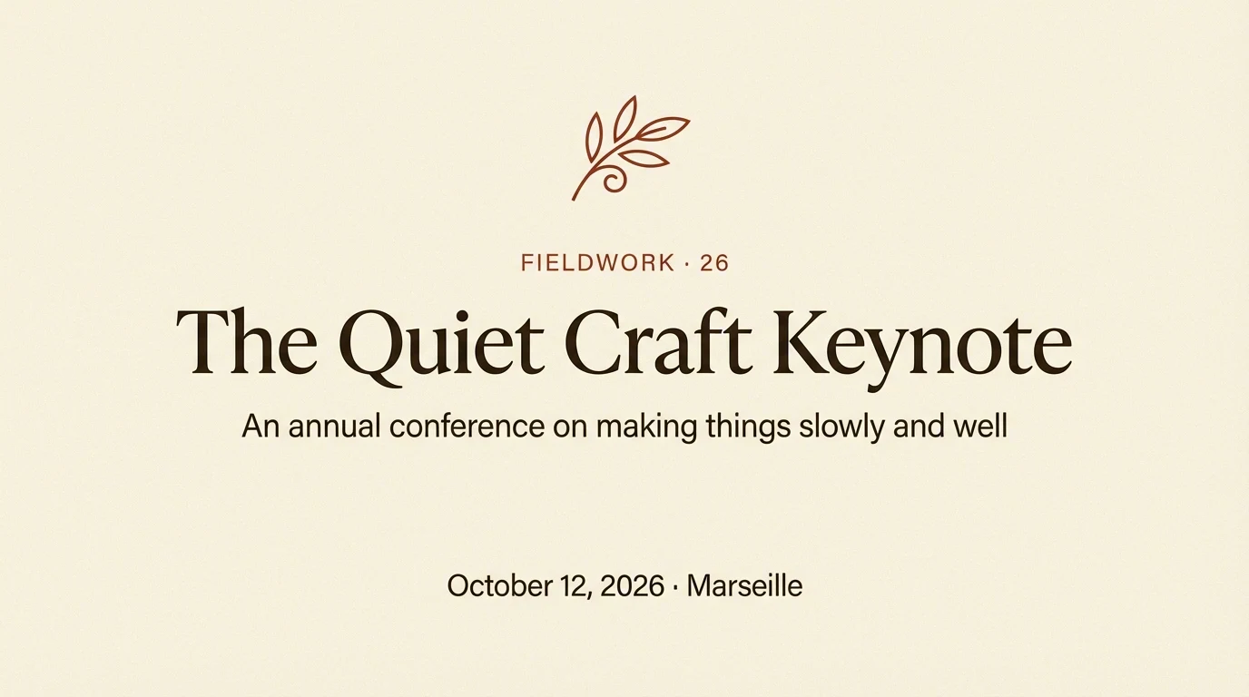 Title slide: The Quiet Craft Keynote, Fieldwork 26, Marseille
