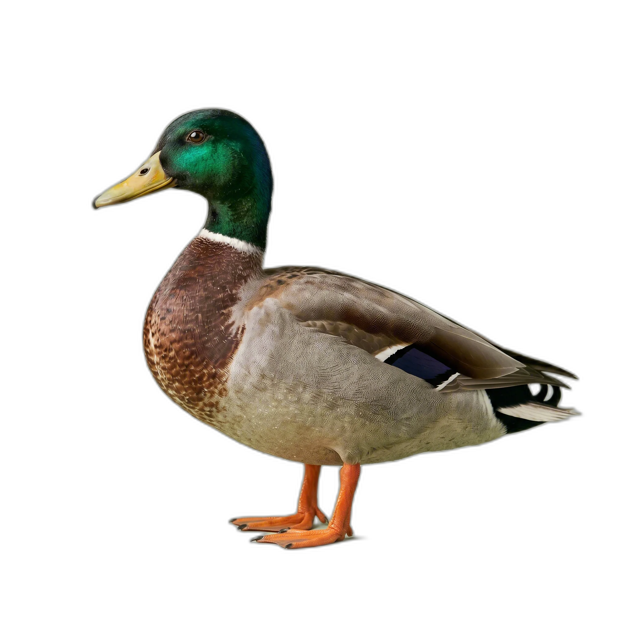 The same mallard duck with the pale sage background removed, isolated on a transparent PNG